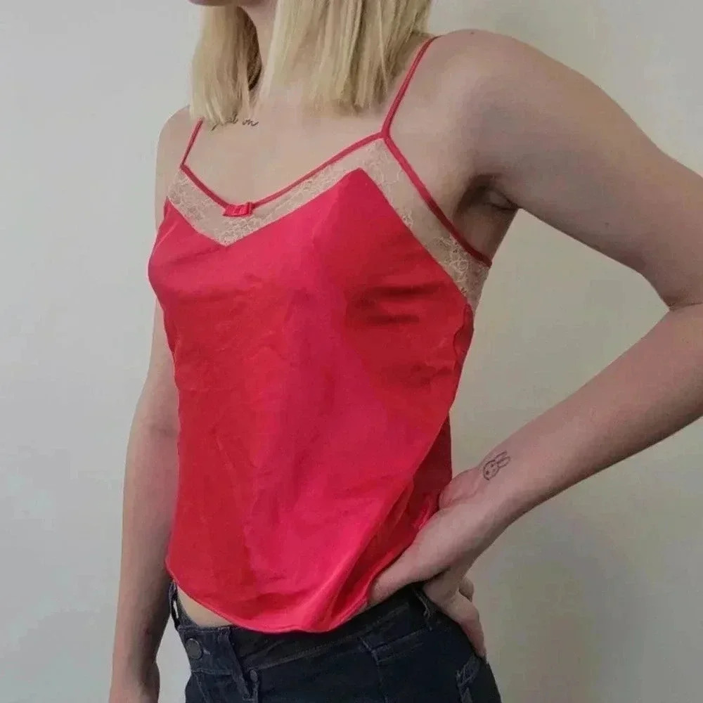 Victoria's Secret Red Silk and Lace Cami - S - Picture 3 of 6